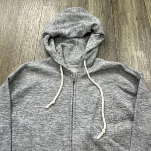 Sudadera con Capucha Vintage Años 70 Cremallera Talla M/L Gris Jaspeado Cordón Envejecido - Imagen 1 de 8