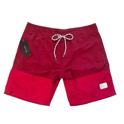 Adam Levine Mens Medium Swim Trunks Shorts Color Block Two Tone Red Pockets NEW - Image 1 of 4