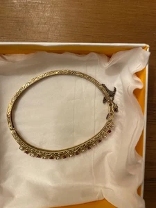 14k Yellow gold bangle bracelet w/9 cultured pearls and 8 rubies approx. 80CTTW - Picture 1 of 5