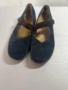 Hotter Women Mary Jane Loafer Shoes UK 7.5 Casual Comfort Navy Suede Round Toe - Picture 1 of 10