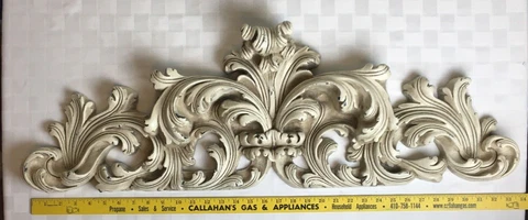 Bombay Co Ornate Scroll Resin Wall Pediment Decoration Shabby Chic 34" x 11.5" Cover