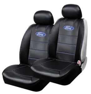 New SET of 2 Universal Fit Ford Logo Black Seat Covers for Car Truck SUV Comfort - Picture 1 of 6