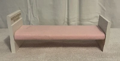 Vintage KidKraft Wooden Dollhouse Bed 12” Doll Furniture - White & Pink Handmade - Image 1 of 4