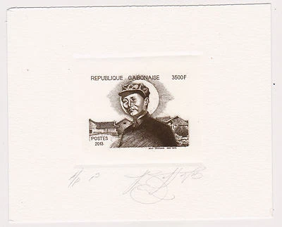 Gabón 2013 Young Mao Zedong Proof, 3500F China - Firmado por artista - ¡Raro! Foto 1 de 2