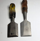 Vintage Pair of Stanley Butt Chisels 2 '' No. 60 Permaloid Handle /Steel End Cap