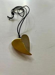 New Robert Lee Morris RLM Studio Sterling Silver & Brass Heart Pendant On Cord - Picture 1 of 4