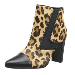 Donald Pliner Blis Leopard Black Natural Calf Hair Ankle Boots 6 - Picture 1 of 5