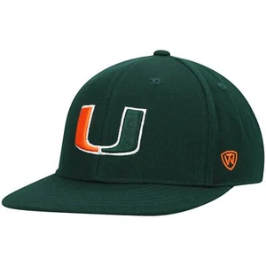 Men's Top of the World Green Miami Hurricanes Team Color Fitted Hat - Picture 1 of 4