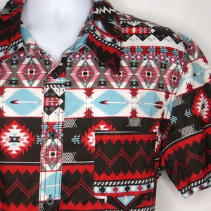 Black Smith 2XL Unbreakable Mens Shirt 44" Red Blue Black Southwest SS Pocket - Picture 1 of 8