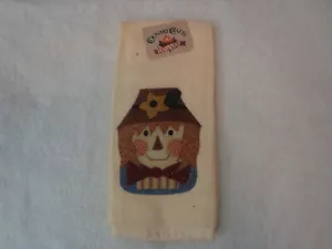 Vtg Country Crafts Harvest Scarecrow Applique Kitchen Towel New - Picture 1 of 3