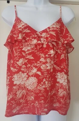 Blusa de seda para mujer Lucky Brand talla XS sin mangas floral correa ajustable volantes  Foto 1 de 4