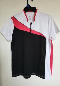 IZOD Cool-FX Women's Black/White Sleeveless 1/2 Zip Top ~L~ - Picture 1 of 3