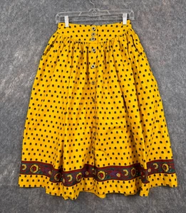 Vtg Liz Sport Skirt Women PS Yellow Button Front Boho Midi Cowgirl Coastal 80s - Picture 1 of 15