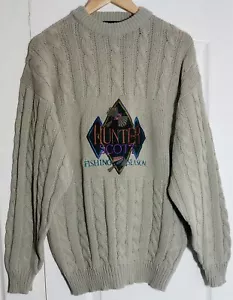 *V Rare* HUNTER SCOTT Fishing Season Herren Vintage Zopfmuster Pullover Gr. XL - Bild 1 von 4