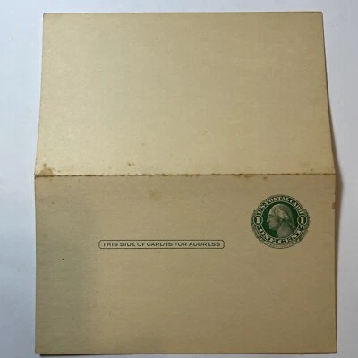 U.S. POSTALCARD One Cent George and Martha Washington Reply Postal Card Folded - Image 1 of 2