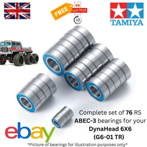 Tamiya DynaHead 6X6 (G6-01 TR) set completo aggiornamento 76 cuscinetti RS UK ABEC-3 - Foto 1 di 11