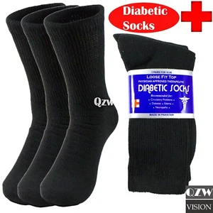 3 6 12 Damen-Diabetikersocken aus Crew-Baumwolle für die Gesundheit schwarz 9-15 - Bild 1 von 4