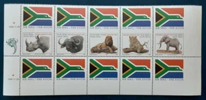 SOUTH AFRICA 1996 MNH Strip with 2 Rows Labels Wildlife Scott C6g Superb 6426-1 - Picture 1 of 3