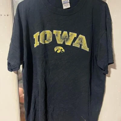 Black and yellow Iowa Hawkeyes cotton tee #Hawkeyes #NCAA - Image 1 of 2