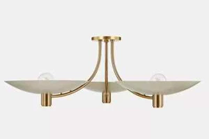 Vintage Sputnik 3 Light Ceiling Flush Mount Pendant Mid Century Modern Raw Brass - Picture 1 of 7
