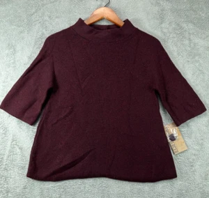 NWT Womens Tops Medium Spring Mercer Red Wool Blend High Mock Neck Button Back - Picture 1 of 10
