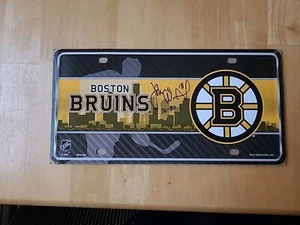 Boston Bruins Metal Tag Auto License Plate City Design 6x12 John Wensink Signed  - Picture 1 of 2