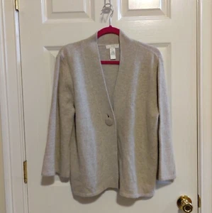 Ladies Beige Lambs Wool Cardigan. By Kenar. Size XL. 3/4 Sleeve - Picture 1 of 9