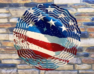 8 Inch Stars & Stripes Waving American Flag Hanging Wind Spinner Garden 8rw014 - Picture 1 of 2