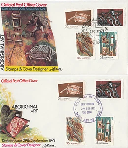 Stamps Australia Aboriginal Art set of 4 issue on pair official post office FDCs - Picture 1 of 1