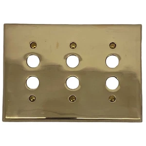 Placa de interruptor de botón pulsador triple de latón de tres velocidades - Fundido grueso - no estampado - Imagen 1 de 2