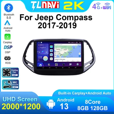 For Jeep Compass 2017-2019 Android Auto Car Multimedia Player GPS Carplay - Image 1 of 4