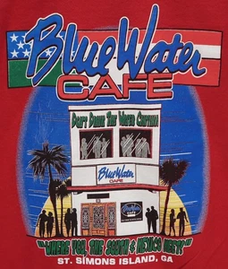 BLUE WATER BLUEWATER CAFE CANTINA T SHIRT TEE RED ST SIMONS ISLAND GA GEORGIA L - Picture 1 of 5