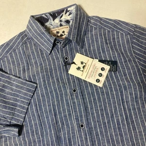 Neu mit Etikett Report Collection Sommer Leinenhemd Herren Größe Small blau Knopfleiste UVP $ 69 - Bild 1 von 7