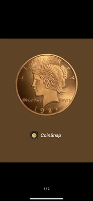 1921 Morgan Dollar One ADVP Ounce Copper - Image 1 of 3