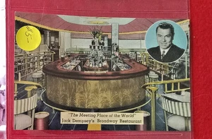 New York Jack Dempsey Broadway Restaurant Interior Bar Signed Postcard - Picture 1 of 3