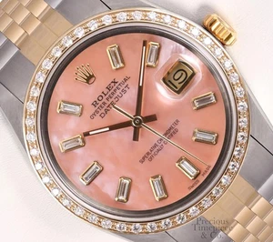 Rolex Datejust 36mm 18K Bicolor Diamant Lünette Lachs Rosa MOP Diamant Baguette - Bild 1 von 6