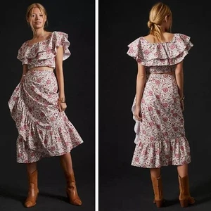 Neu mit Etikett Anthropologie Forever That Girl Wickelrock-Set Medium pink 190 $ - Bild 1 von 8