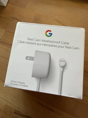 Google Nest Cam Battery Snow/White, Plus 33 Ft/10 M Weatherproof Power Cable - Image 1 of 2