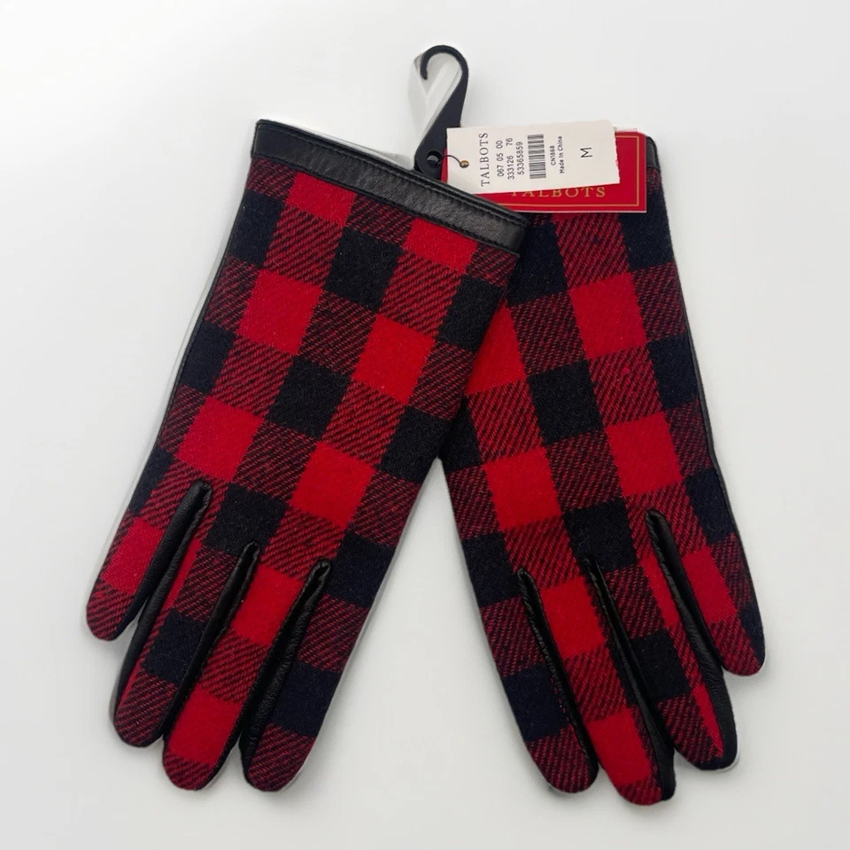 Guantes Talbots Tech-Touch para mujer rojos negros cuadros búfalo talla M nuevos con etiquetas Foto 1 de 4