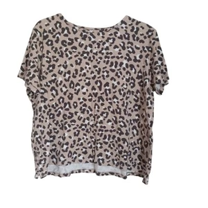 Kim Rogers Perfectly Soft Cotton Leopard T Shirt Casual Short Size M - Picture 1 of 4