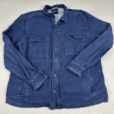 Lucky Brand Jacket Men 2XL Blue Solid Denim Zip Snap Button Pockets Heavy XXL - Image 1 of 4