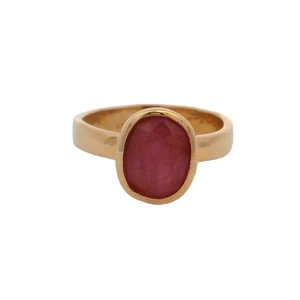 Solid 22k Yellow Gold and Bezel Set 2ct Ruby Solitaire Ring Size 6 - Picture 1 of 4