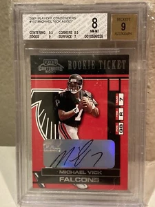 2001 Playoff Contenders Michael Vick RC Ticket AUTO /327 BGS 8 - Picture 1 of 2