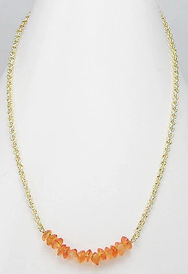 橙色天然正品玛瑙红宝石项链 15 英寸项圈 3.9 克 — 第 1/3 张图片