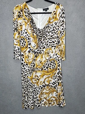 Vestido para mujer TAHARI talla 12 estampado de leopardo cuello en V mafia esposa vaina hasta la rodilla Foto 1 de 4