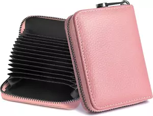 Genuine Leather Credit Card Holder for Women RFID Blocking Accordion - Picture 1 of 12