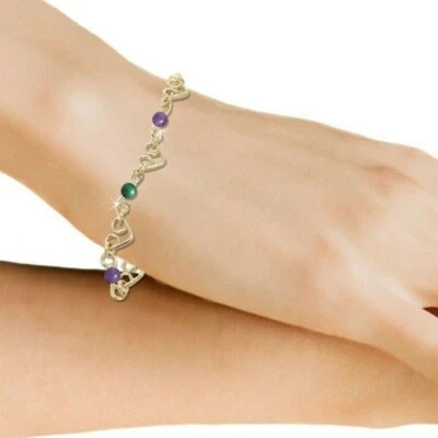 Pulsera Corazones Personalizados Oro o Plata Figura 8 con Gemas, Perlas o Cuentas Foto 1 de 4