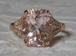 Women's 2Ct Cushion Cut Lab Created Morganite Ring 14K Rose Gold Plated Silver - Picture 1 of 8