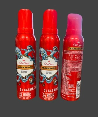 3x Old Spice KRAKENGARD No Gas Deodorant Body Spray Perfume for Men, 4.73OZ - Изображение 1 из 2