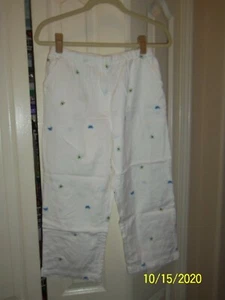Pantalones capri Classic Elements para mujer ~ PEQUEÑOS ~ blancos con mariposas bordadas - Imagen 1 de 11
